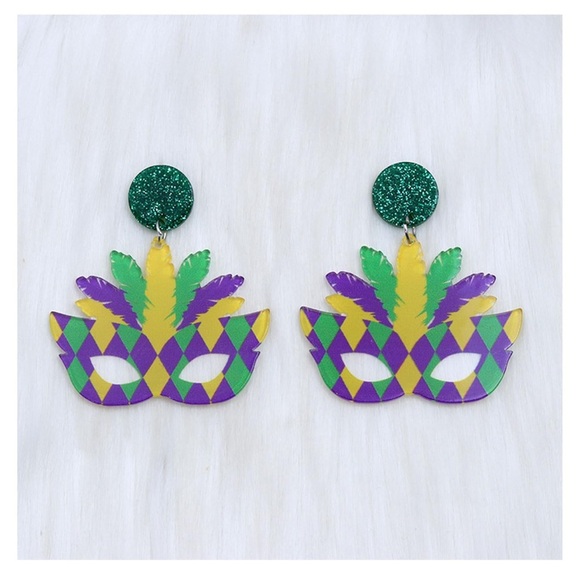 Mardi Gras Mask Earrings #38 - Picture 1 of 6